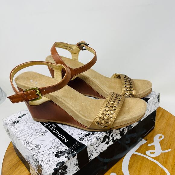 CL By Laundry Wedge Sandals Rope Woven Strap Slingback Shimmer Bronze 9.5 NIB - Picture 3 of 8